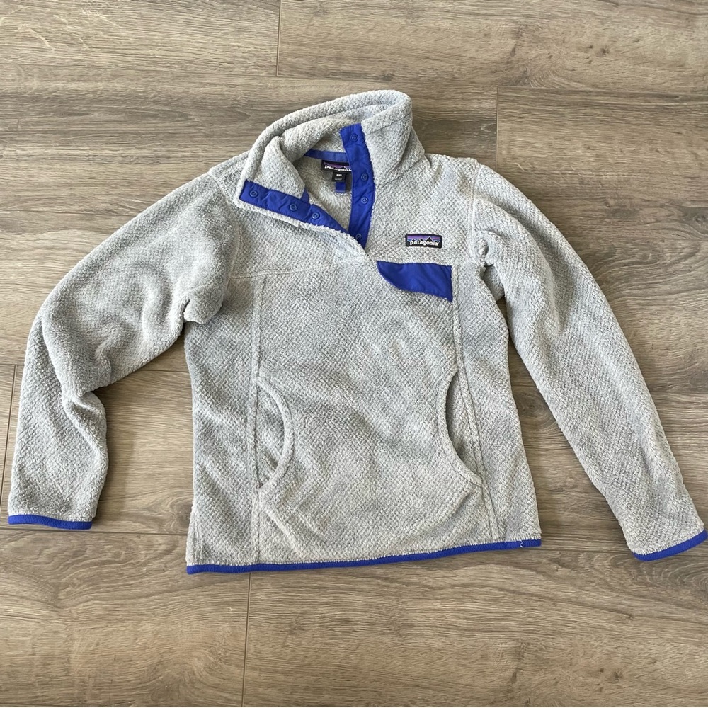 Patagonia Women's Re-Tool Snap-T Pullover - Grey and Harvest Moon Blue